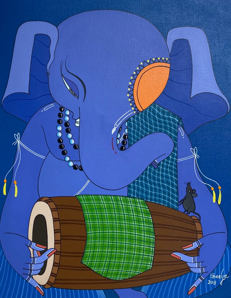 Ganesha playing drums - W:57 x L:62