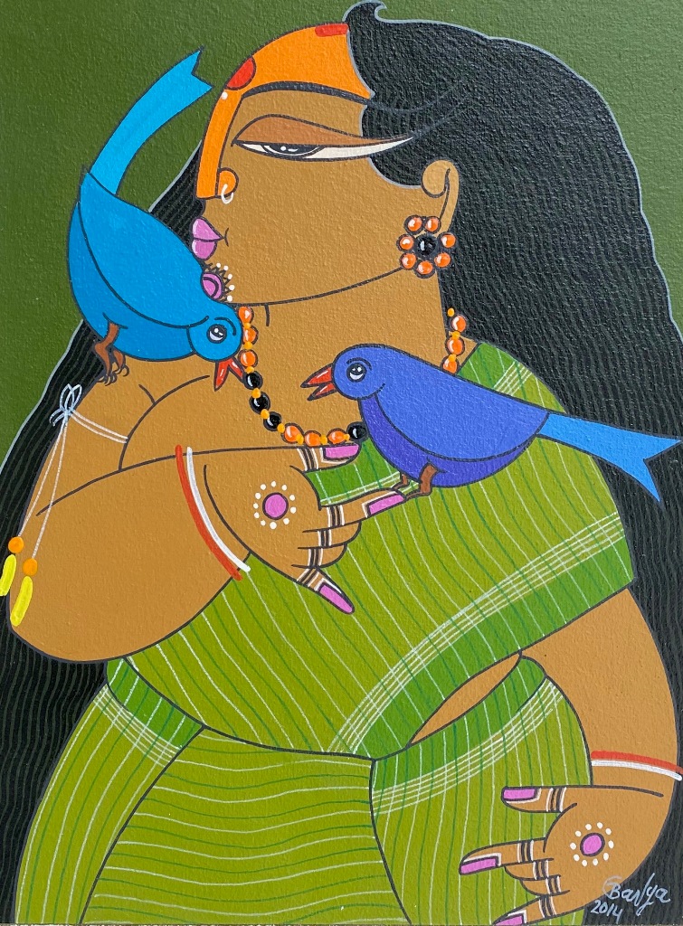 Parvati with birds - W:23 x L:30